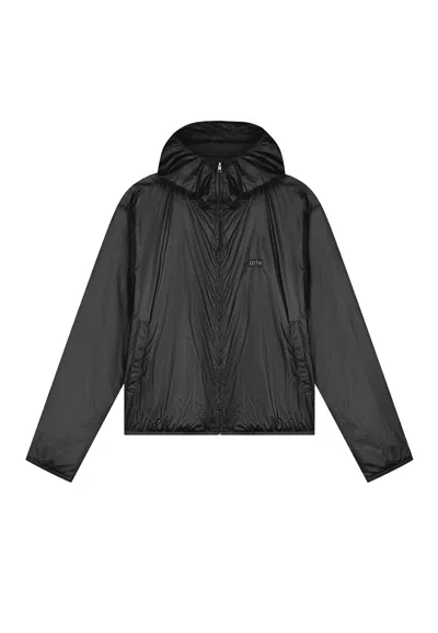 Arte Men's Wind Jacket Shiny Nylon Jacket Black