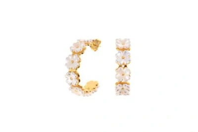 Arte Nova Jewellery Flowers Hoops In Gray