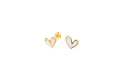 Arte Nova Jewellery Heart Earrings In White