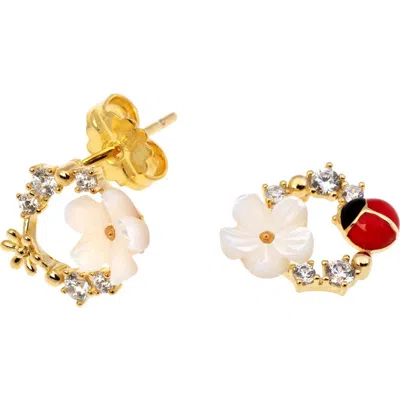 Arte Nova Jewellery Ladybird Earrings In White