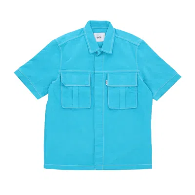 Arte Peter Detail Pocket Twill Shirt Lake Blue Men's Short Sleeve Shirt