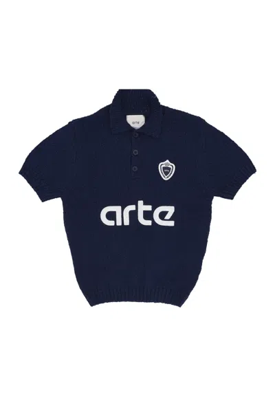 Arte Polo Manica Corta Uomo Football Knit Sweater Blue