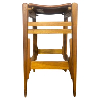 Pre-owned Arte Sano Mid-century Bar Stools In Wood And Leather By Werner Biermann For  In Brown