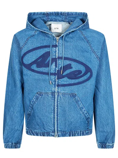 Arte Split Logo Denim Hood Jacket - Spring/summer 2025 In Blue
