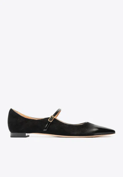 Arteana Brera Leather And Suede Mary Jane Flats In Black