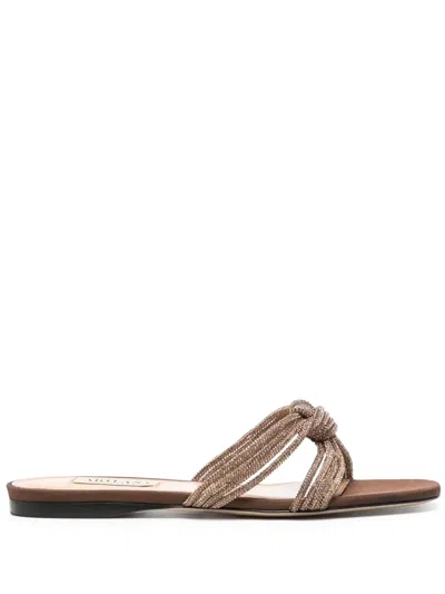 Arteana Capri Flat Slides In Brown