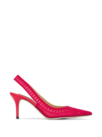 Arteana Crochet-knit Slingback Heeled Pumps In Red