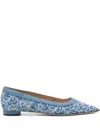 Arteana Floral-embroidered Ballerina Shoes In Blue