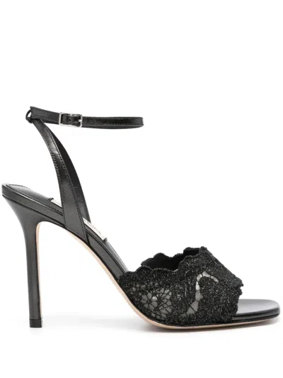 Arteana Como 95 Metallic Lace Sandals In Black