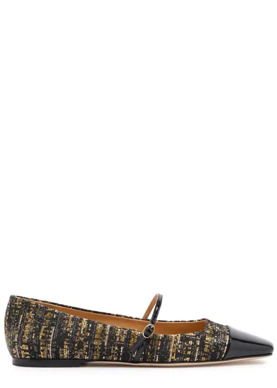 Arteana Lucca Bouclé Tweed Mary Jane Flats In Green