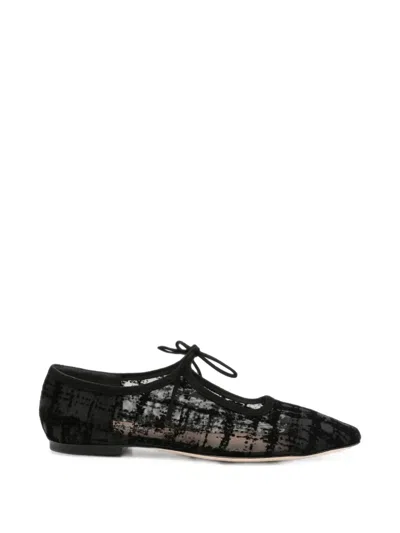 Arteana Marcella Flocked Flat Pumps In Black