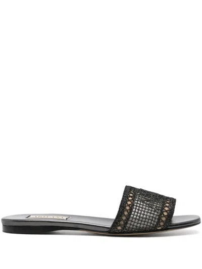 Arteana Roma Lurex Mesh Slides In Black