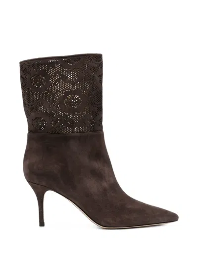 Arteana Thalia Laser-cut Ankle Boots In Brown