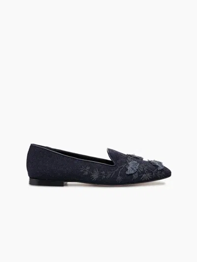 Arteana Women's Flora Smoking Slipper In Navy In Blue