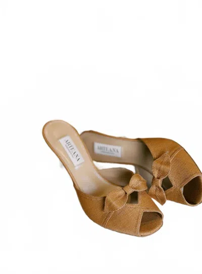 Arteana Women's Varenna 75 Peep Toe Slide In Tan In Multi
