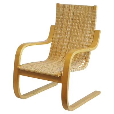 Pre-owned Artek 1960 Alvar Aalto Cantilever Chair Model 406 By  In Birch And Cane Webbing In Brown
