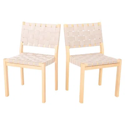 Pre-owned Artek 2010 Pair Of Alvar & Aino Aalto For  611 Stacking Dining Side Chairs In Brown