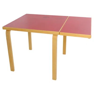 Pre-owned Artek Aino & Alvar Aalto Foldable Dining Kitchen Table In Red Linoleum,  1950s