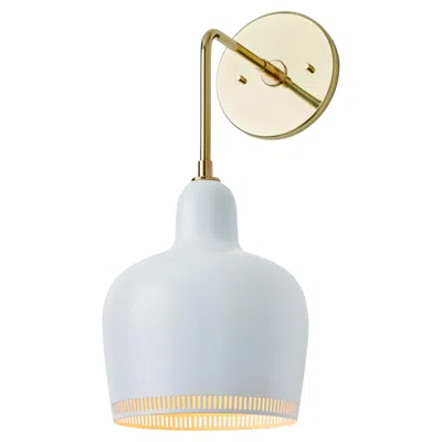 Pre-owned Artek Alvar Aalto A330s White Metal And Brass Wall Light For