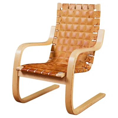 Pre-owned Artek Alvar Aalto Cantilevered Leather Lounge Chair For  In Brown