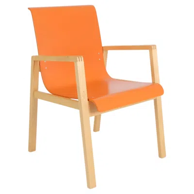 Pre-owned Artek Alvar Aalto Hallway Armchair Model 403 In Birch & Orange,  2008 In Brown
