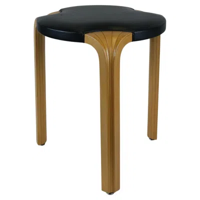 Pre-owned Artek Alvar Aalto Stool X600 In Birch And Original Black Leather, , 1960s