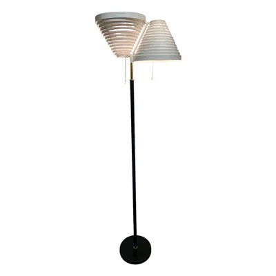 Pre-owned Artek An Alvar Aalto Floor Lamp A810, White, Brass & Black Leather, Valaisinpaja 1970s