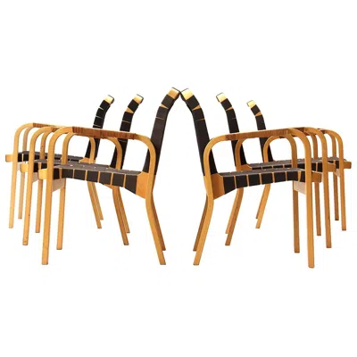 Pre-owned Artek Arm Chair In Black Linen By Alvar Aalto For , 1947