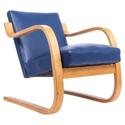 Pre-owned Artek Early Bauhaus 402 Blue Arm Chair By Alvar Aalto, Made In Finland, 1930s