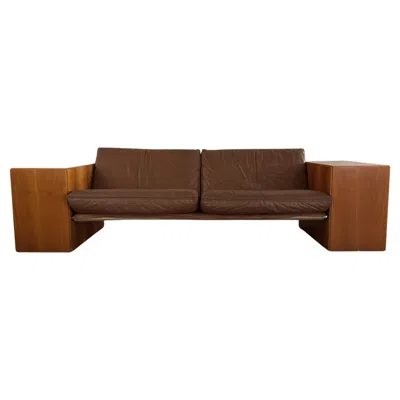 Pre-owned Artek Finnish Modern Wood Panel And Leather Two-seat Sofa, Attr: , Finland, 1970s In Brown