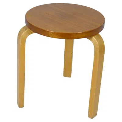 Pre-owned Artek Rare Alvar Aalto 3-legged Stool Model 60 In Birch & Teak,  1950s In Brown