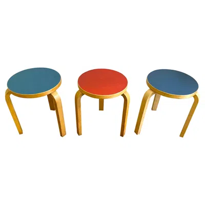 Pre-owned Artek Set Of 3 Alvar Alto Stool 60 By , Finland In Brown