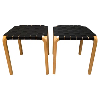 Pre-owned Artek Set Of Two Alvar Aalto Y61 Stools From 1960s In Brown