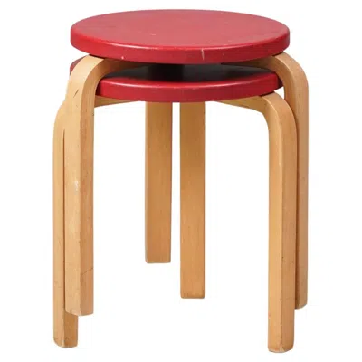 Pre-owned Artek Set Of Two Model 60 Stools, Alvar Aalto, , 1950s In Brown