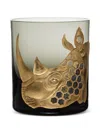Artel African Safari Rhino-head Geometric Glass In Black