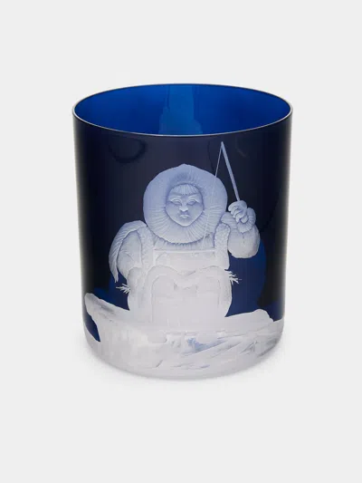 Artel Arctic Hand-engraved Crystal Double Old Fashioned Tumbler  Abask Luxury Gift In Blue