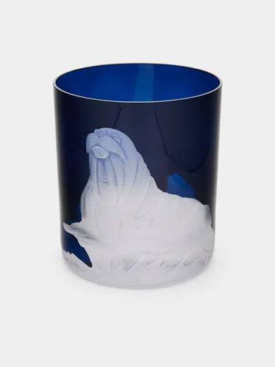 Artel Arctic Hand-engraved Crystal Double Old Fashioned Tumbler  Abask Luxury Gift In Blue