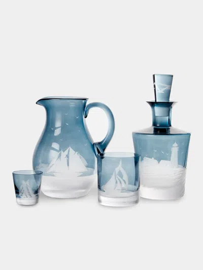 Artel Golden Age Of Yachting Hand-engraved Crystal Collection In Blue