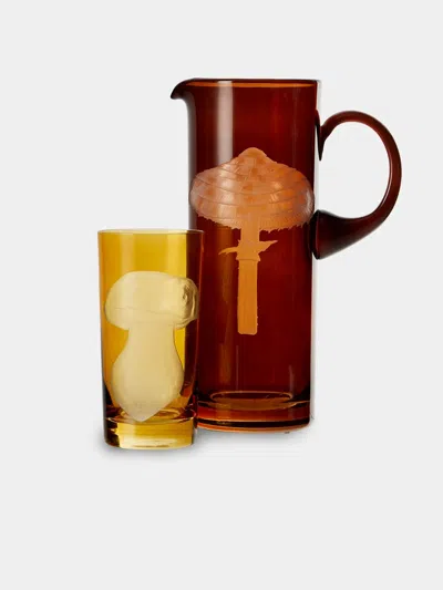 Artel Mushrooms Hand-engraved Crystal Collection In Brown