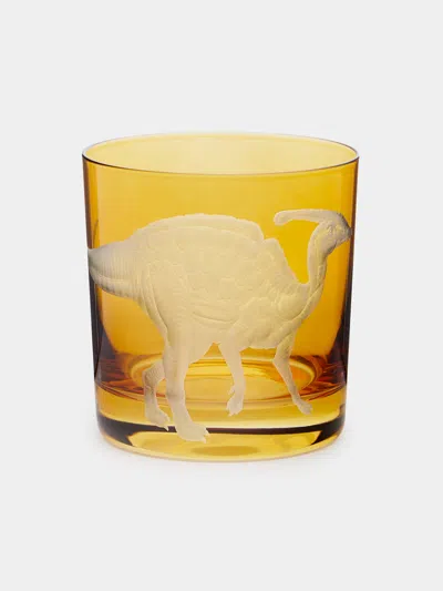 Artel Parasaurolophus Hand-engraved Crystal Glass  Abask Luxury Gift In Yellow