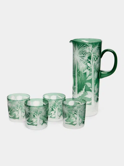 Artel Primeval Palms Hand-engraved Crystal Collection In Green