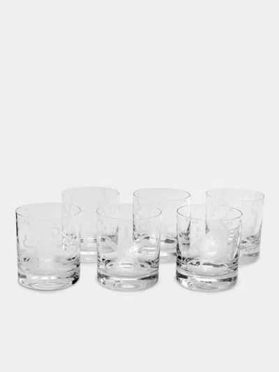 Artel Sea Life Hand-engraved Crystal Double Old Fashioned Glasses (set Of 6)