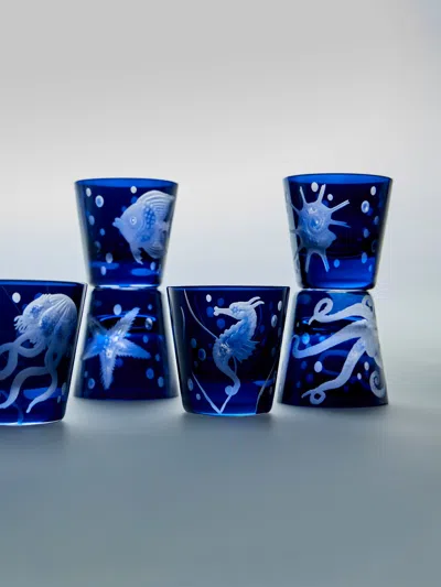 Artel Sea Life Hand-engraved Crystal Shot Glasses (set Of 6)