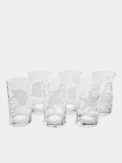Artel Sea Life Hand-engraved Crystal Tall Tumblers (set Of 6)  Abask Gift Set