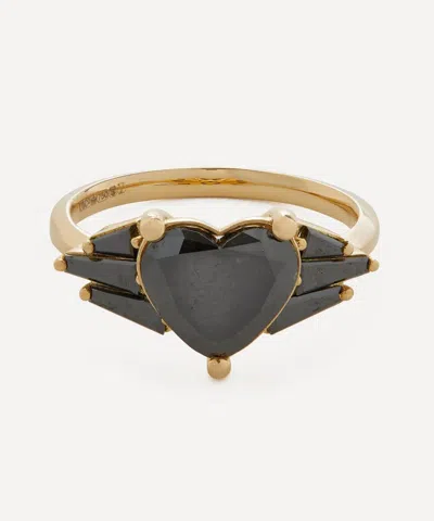 Artemer 18ct Gold Amor Black Diamond Heart Engagement Ring