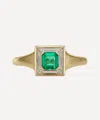 Artemer 18ct Gold Emerald And Trapeze Diamond Art Deco Ring