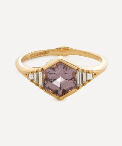Artemer 18ct Gold One-of-a-kind Hexagon Cut Spinel And Diamond Engagement Ring