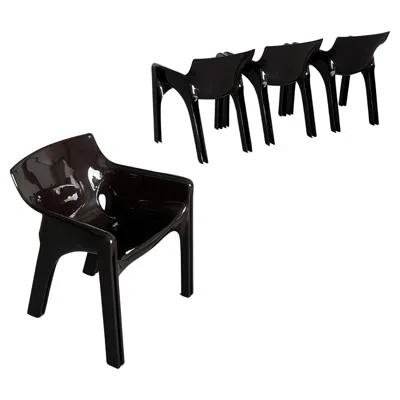 Pre-owned Artemide 1 Of 4 Dark Brown 'gaudi' Chairs, Vico Magistretti For , Early Model