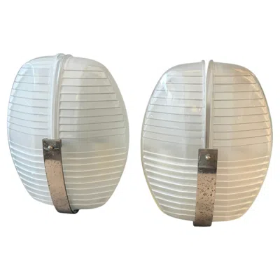 Pre-owned Artemide 1961 Set Of Two Space Age Lambda Wall Sconces By Vico Magistretti For  In Clear