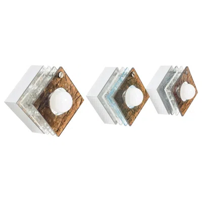 Pre-owned Artemide 1980s Square Sconces Textured Plexiglass After  Italy In Transparent